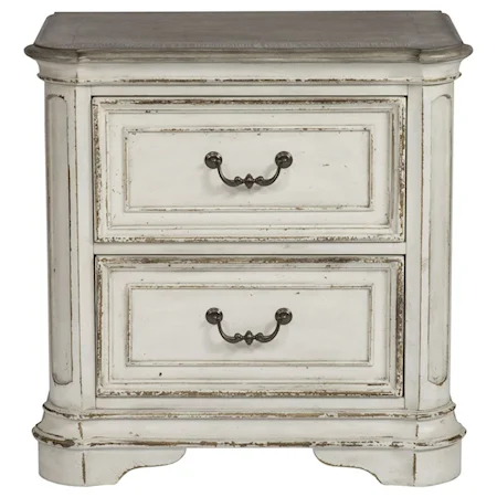 2 Drawer Nightstand with Top Felt-Lined Drawer